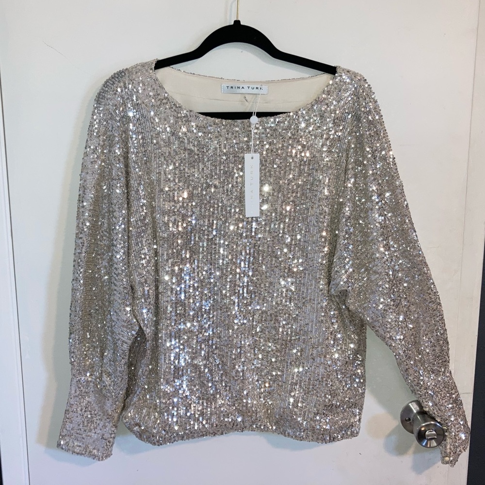 Sequin Long Sleeve Top | Trina Turk